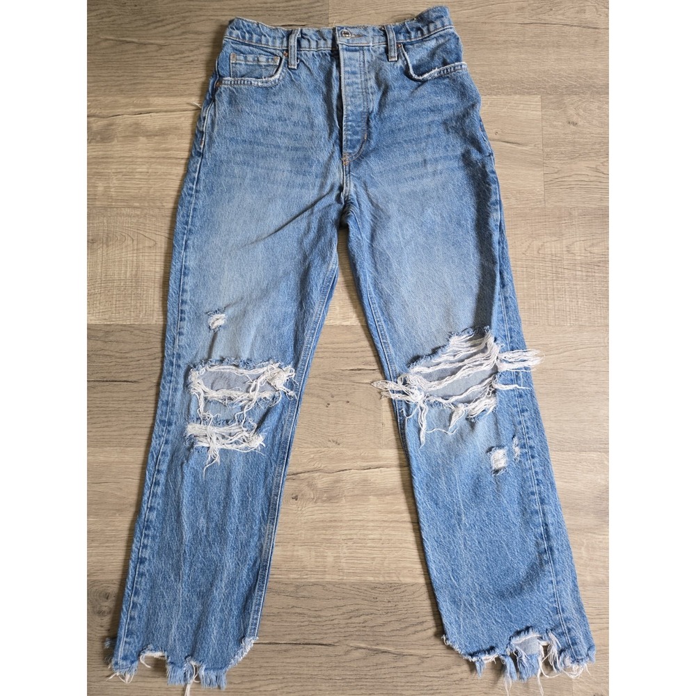 Free People We The‎ Free Tapered Baggy Boyfriend High Rise Jeans Blue Size 27
